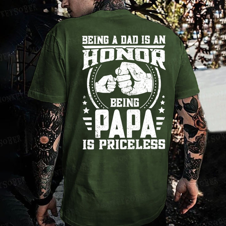 Being A Dad Is An Honor Being A Papa Is Priceless Monkey T-shirt