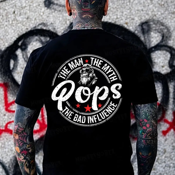 Pops The Man The Myth The Bad Influence Monkey T-shirt