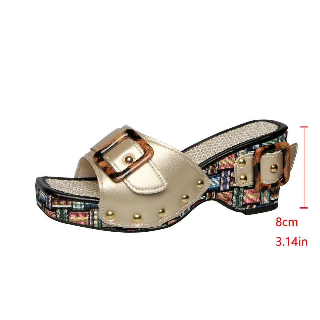 Women's Platform Sandals – Comfortable Summer Shoes with Rivet Detail