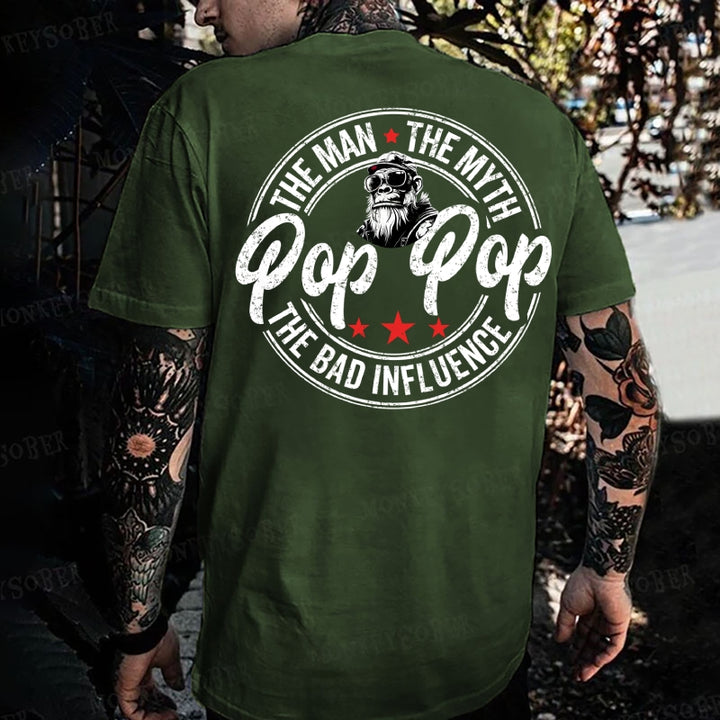 Pop Pop The Man The Myth The Bad Influence Monkey T-shirt