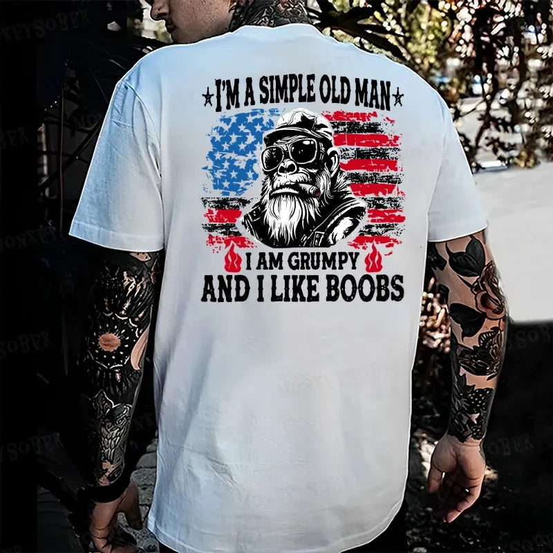 I'm A Simple Old Man I Am Grumpy And I Like Boobs Monkey T-shirt
