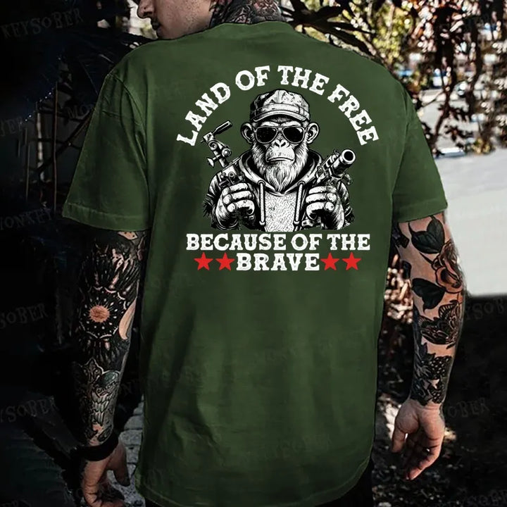 Land Of The Free Because Of The Brave Monkey T-shirt