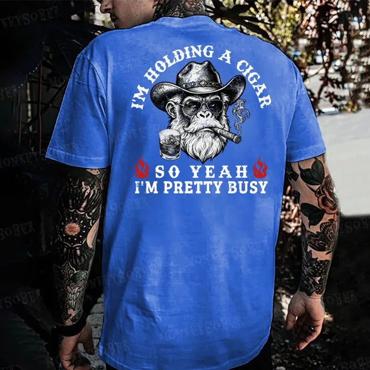 I'm Holding A Beer So Yeah, I'm Pretty Busy  Monkey T-shirt