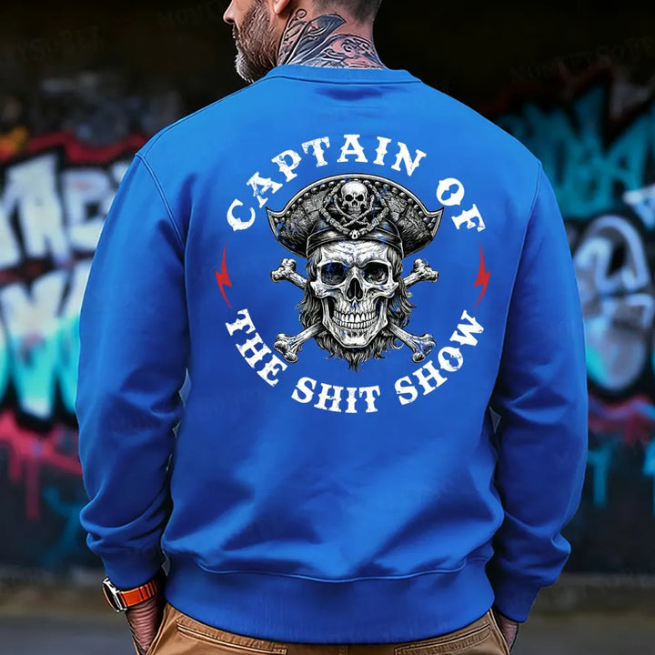 Captain Of The Shit Show Skull Print Men's Sweatshirt