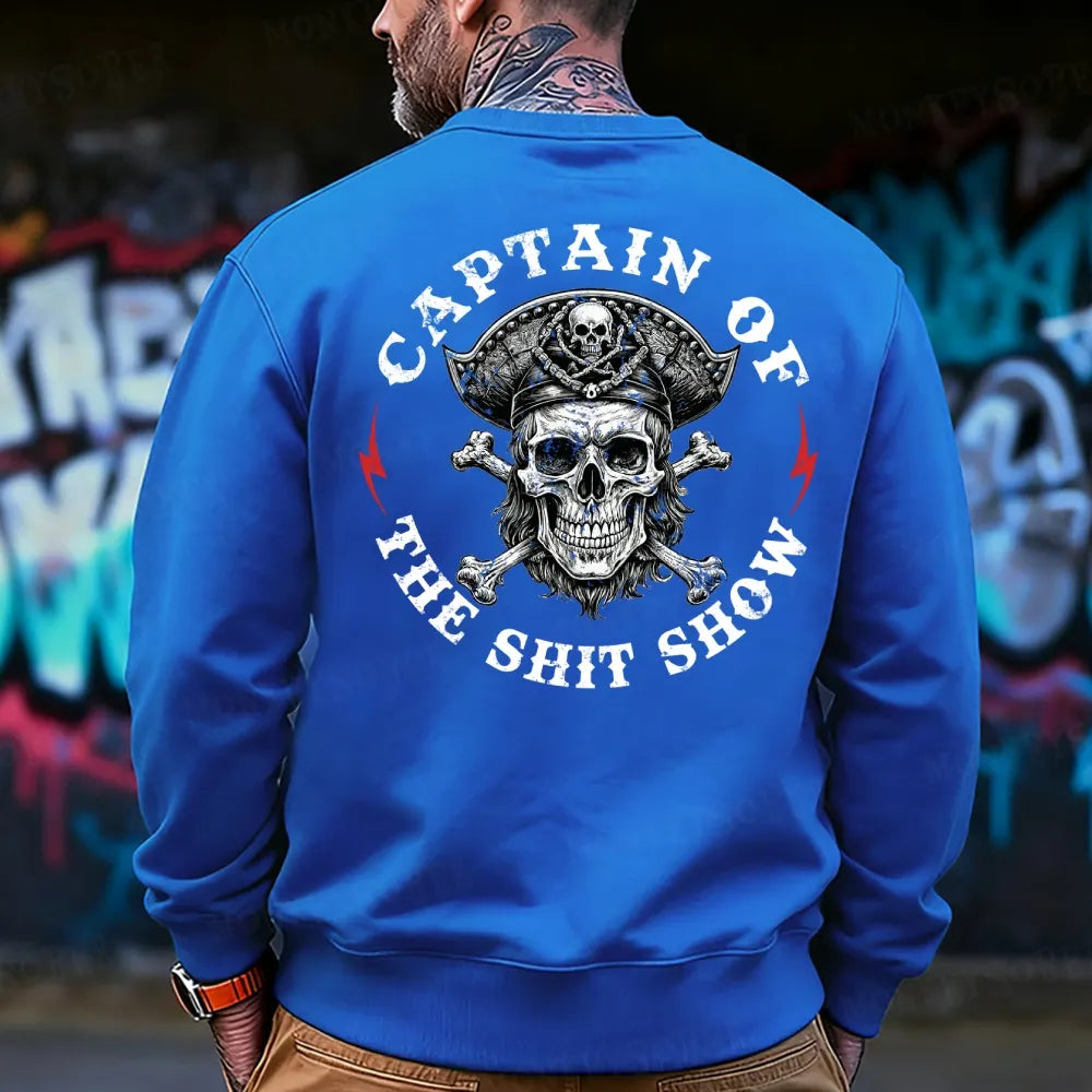 Captain Of The Shit Show Skull Print Men's Sweatshirt