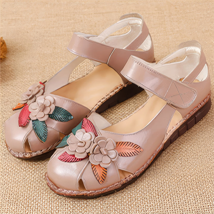 Women's Genuine Leather Comfort Sandals – Handmade Floral Soft Non-Slip Sole
