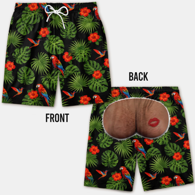 Custom Funny Men Swim Trunks - Personalized Birthday Gifts For Husband, Son, Grandson, Brother, Grandpa, Dad, Yourself - Rear View Approved