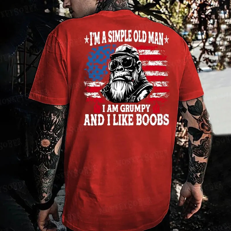 I'm A Simple Old Man I Am Grumpy And I Like Boobs Monkey T-shirt