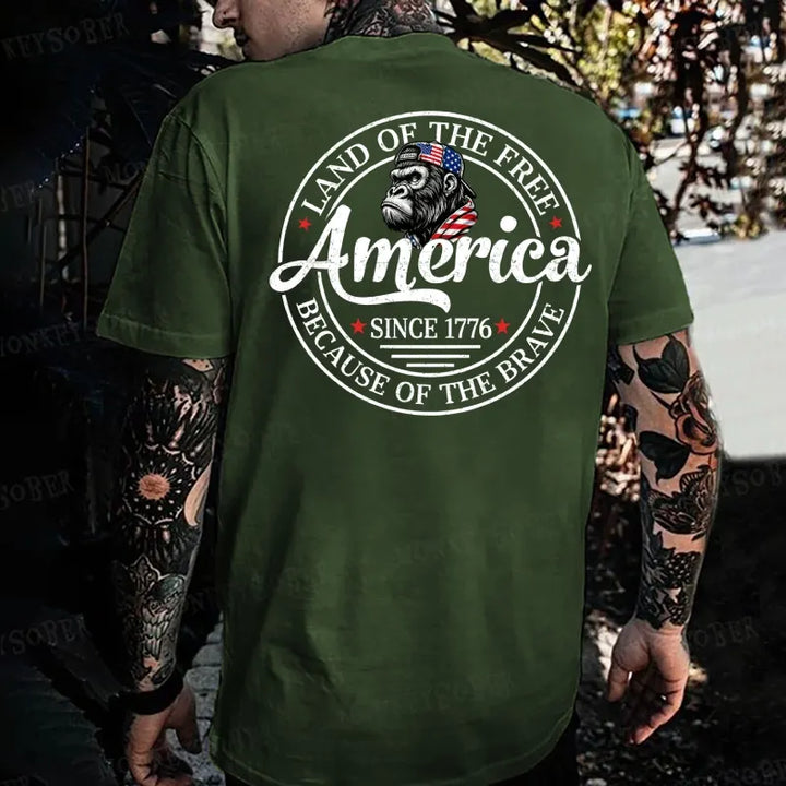 Land Of The Free Because Of The Brave Monkey T-shirt