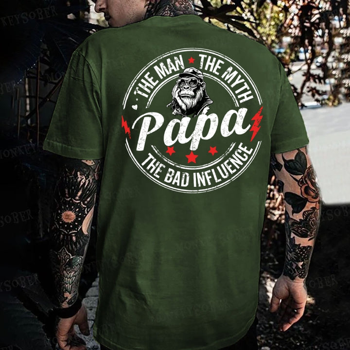 Papa The Man The Myth The Bad Influence Monkey T-shirt