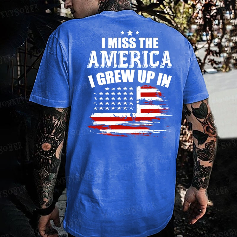 I Miss The America I Grew Up In USA Flag  Monkey T-shirt