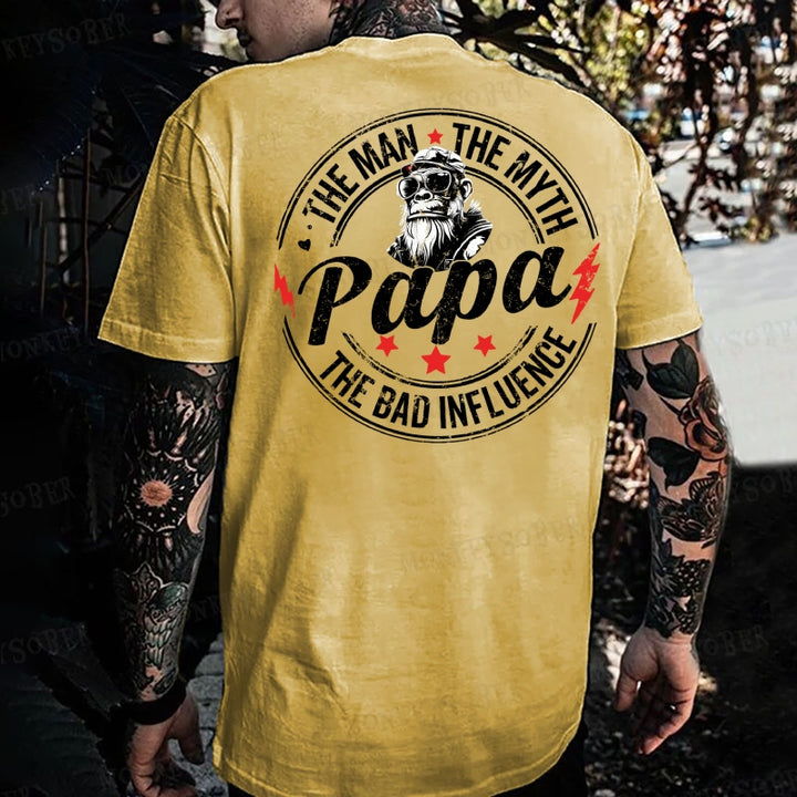 Papa The Man The Myth The Bad Influence Monkey T-shirt