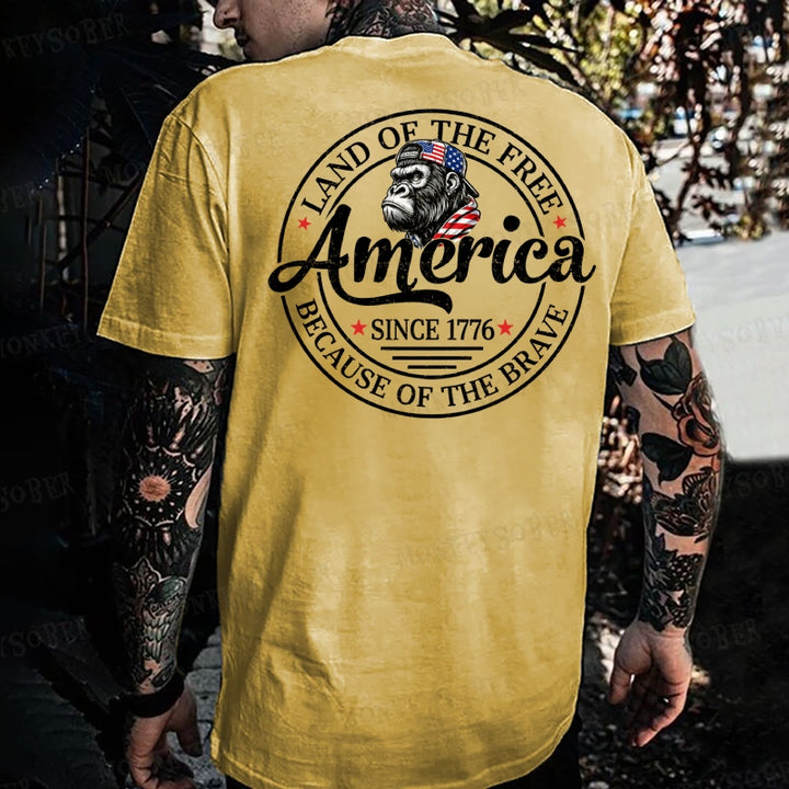 Land Of The Free Because Of The Brave Monkey T-shirt