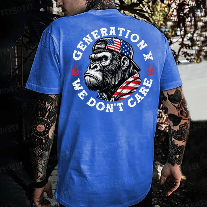 Generation X We Don't Care Monkey T-shirt