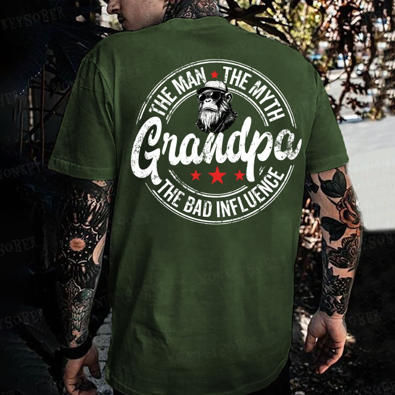 Grandpa The Man The Myth The Bad Influence Monkey T-shirt