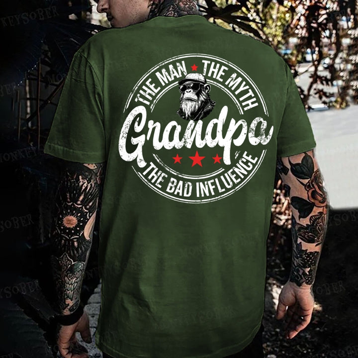 Grandpa The Man The Myth The Bad Influence Monkey T-shirt