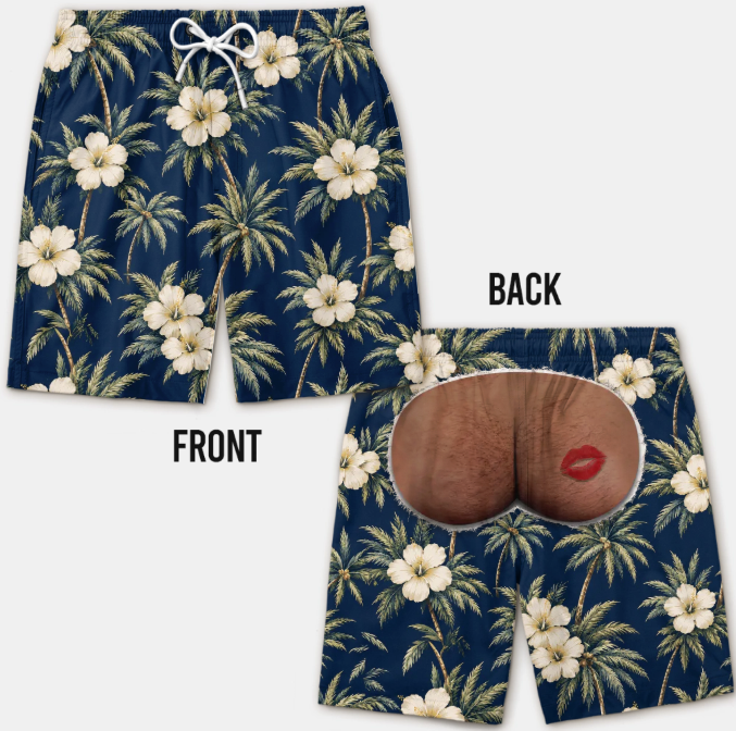 Custom Funny Men Swim Trunks - Personalized Birthday Gifts For Husband, Son, Grandson, Brother, Grandpa, Dad, Yourself - Rear View Approved
