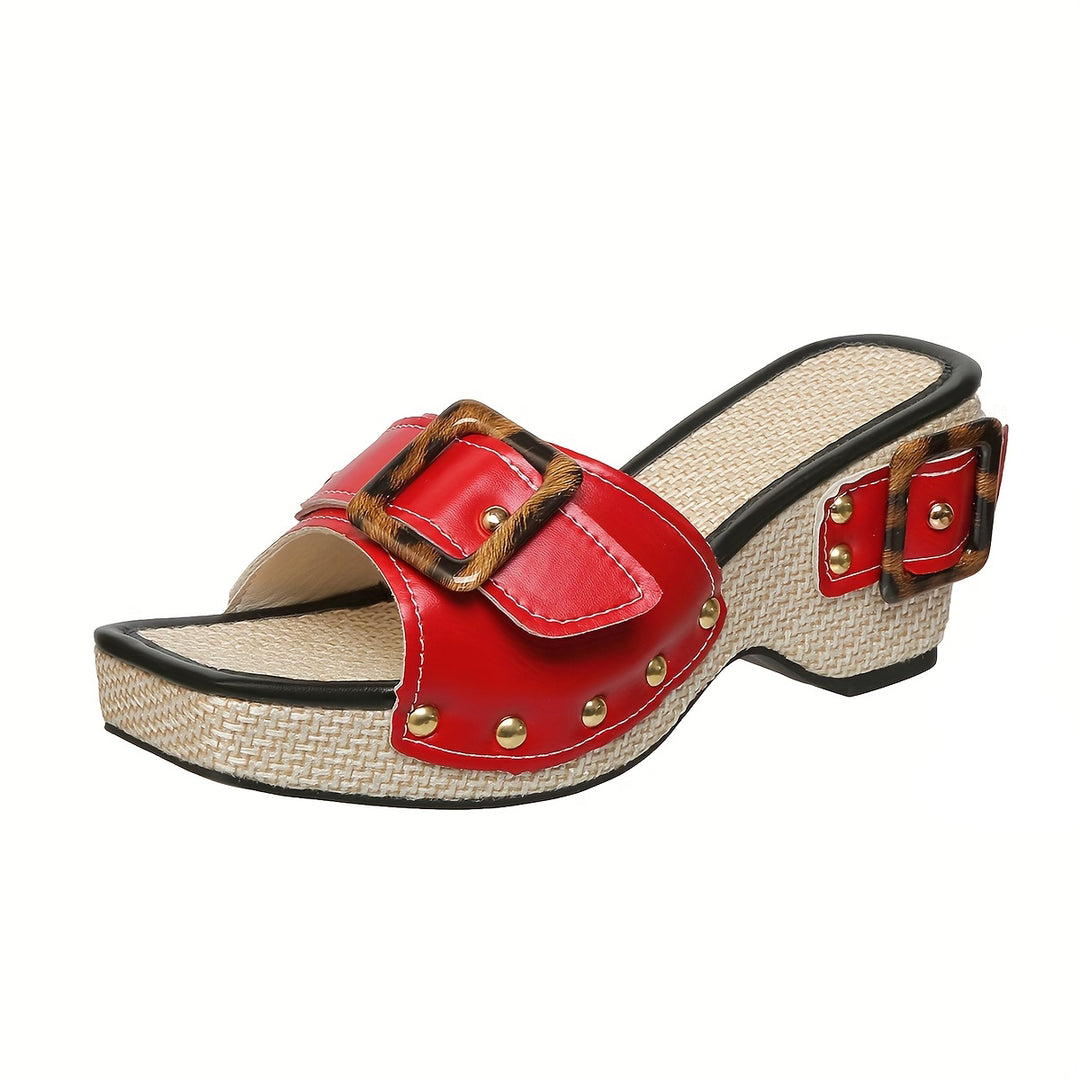 Women's Platform Sandals – Comfortable Summer Shoes with Rivet Detail