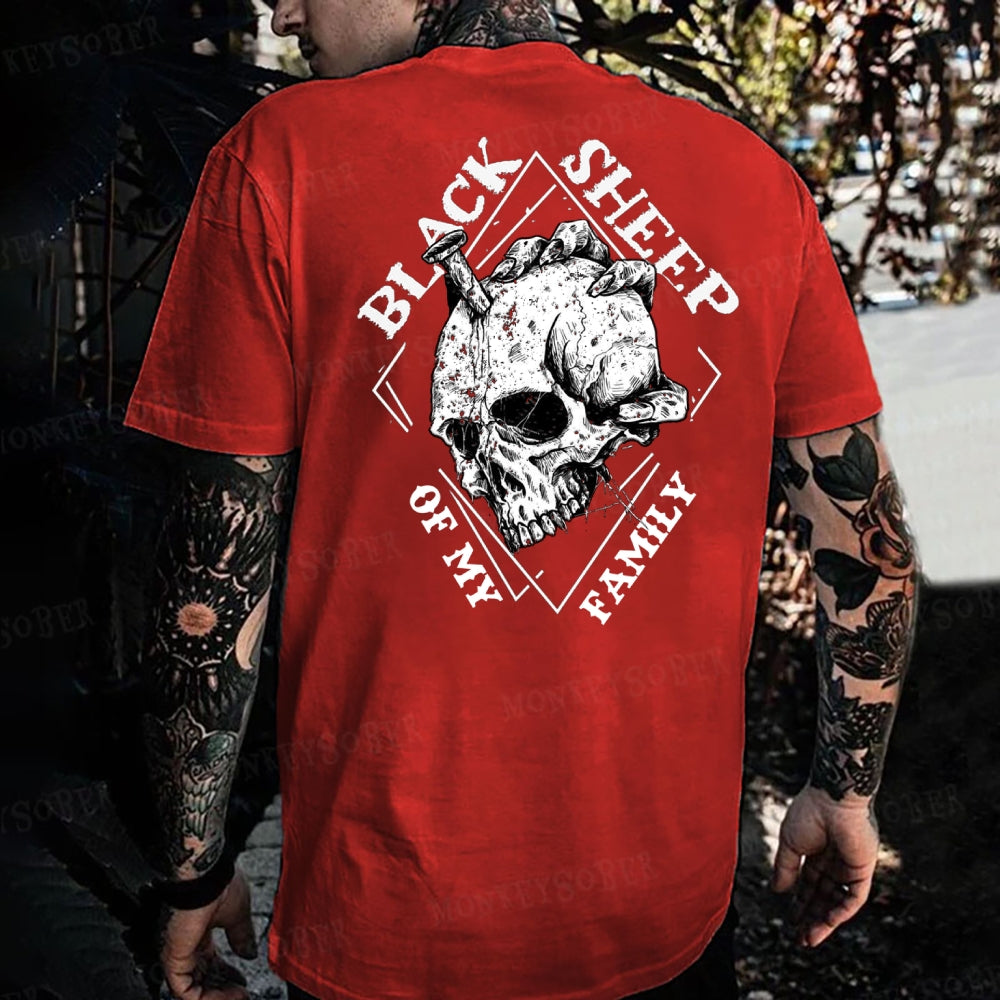 Black Sheep Of My Family Skull Print Monkey T-shirt