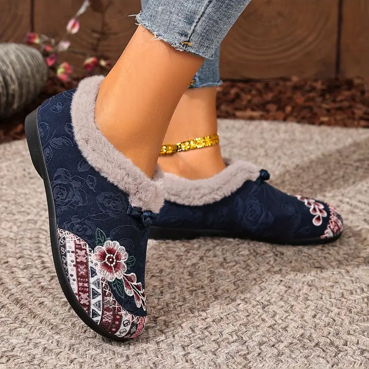 Women's Warm Floral Winter Ankle Boots – Cozy, Lightweight & Non-Slip Everyday Shoes