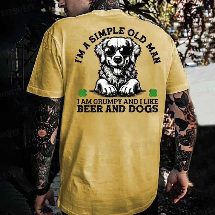 I'm A Simple Old Man I Am Grumpy And I Like Beer And Dogs Monkey T-shirt
