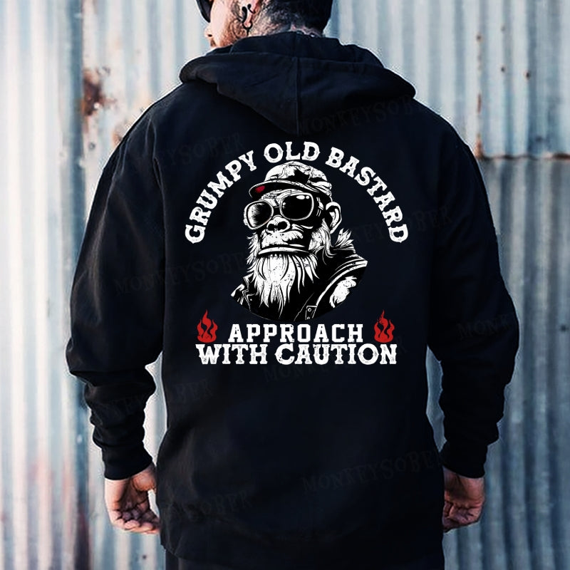 Grumpy Old Bastard Approach With Caution Hoodies