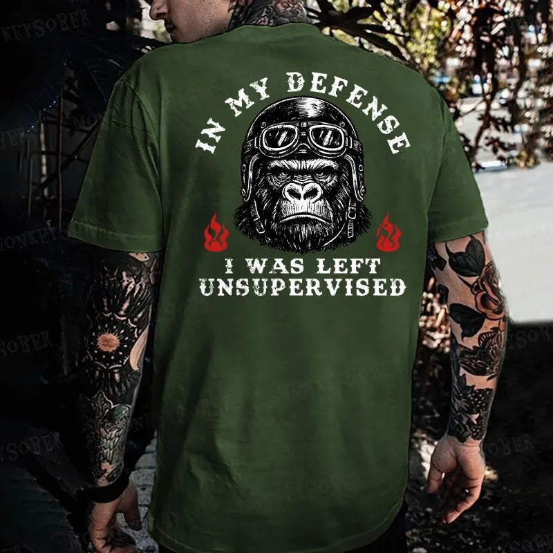 In My Defense I Was Left Unsupervised Monkey T-shirt