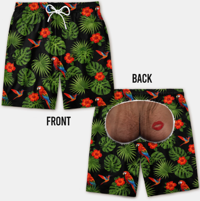 Custom Funny Men Swim Trunks - Personalized Birthday Gifts For Husband, Son, Grandson, Brother, Grandpa, Dad, Yourself - Rear View Approved