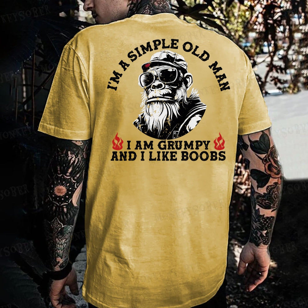 I'm A Simple Old Man I Am Grumpy And I Like Boobs Monkey T-shirt