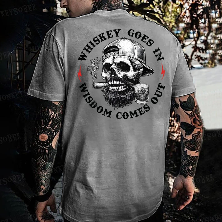 Whiskey Goes In Wisdom Comes Out Monkey T-shirt