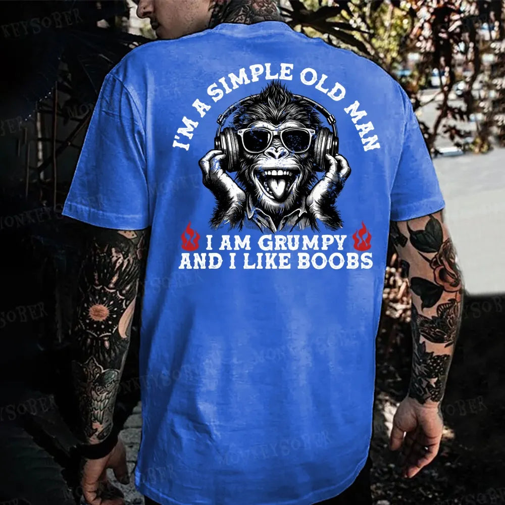 I'm A Simple Old Man I Am Grumpy And I Like Boobs Monkey T-shirt