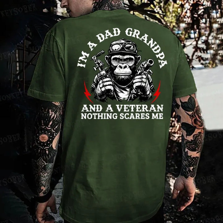 I'm a Dad Grandpa and a Veteran Nothing Scares me Monkey T-shirt
