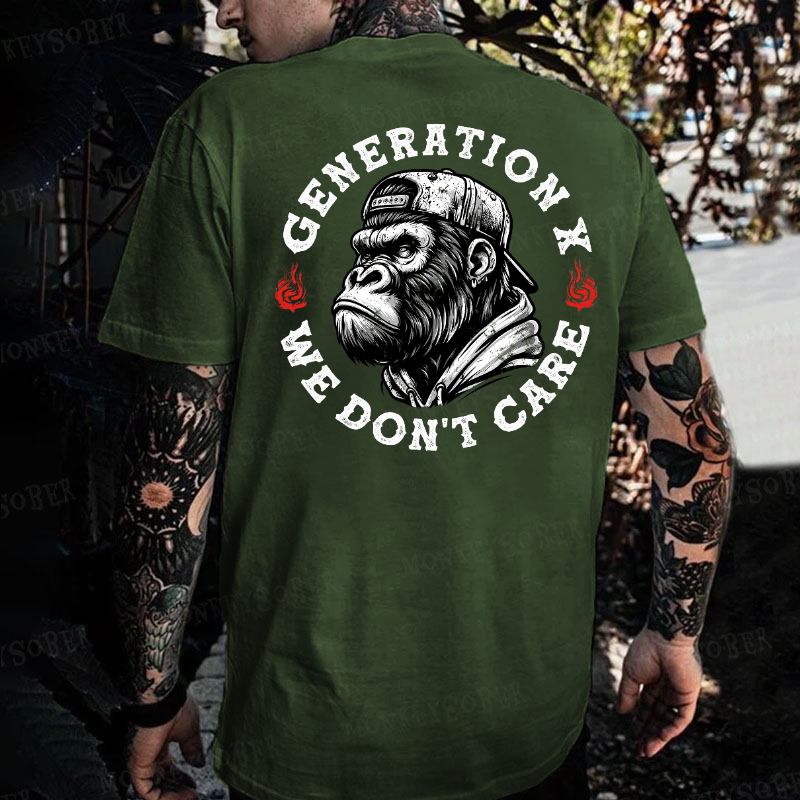 Generation X We Don't Care Monkey T-shirt