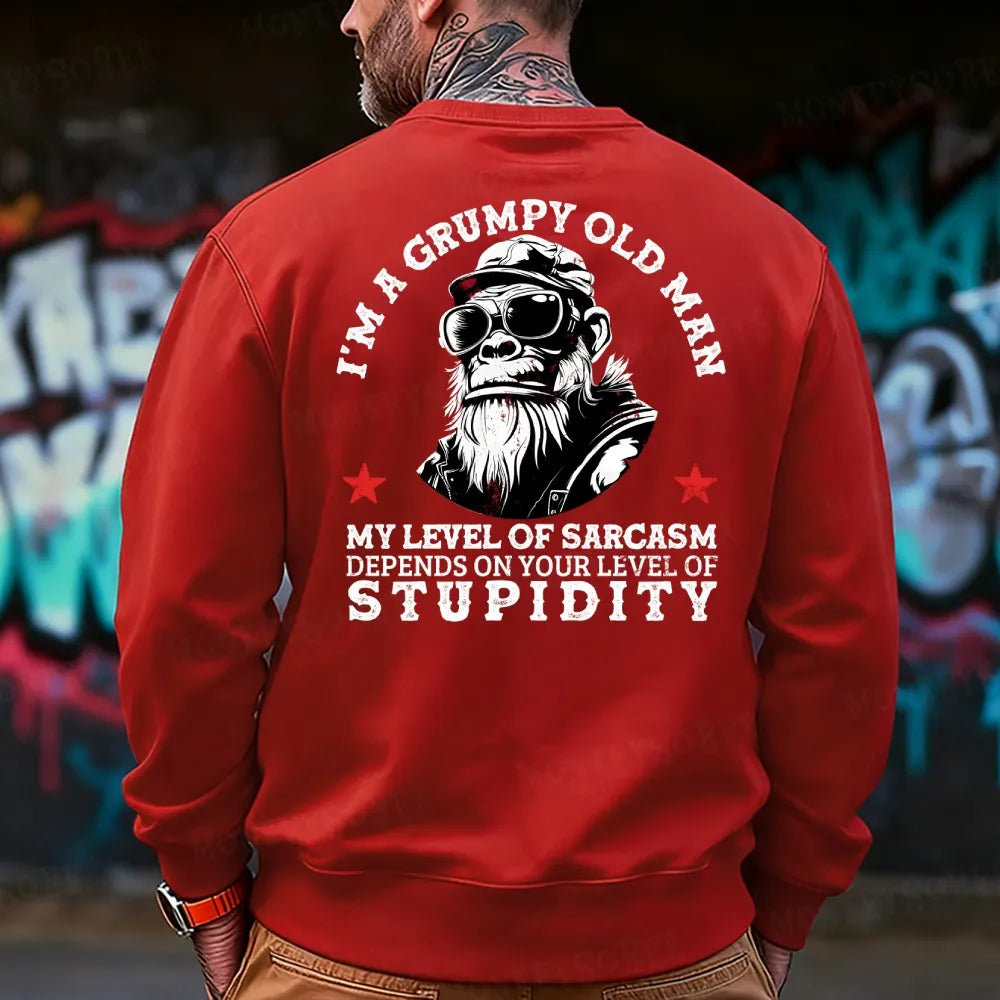 I'm A Grumpy Old Man My Level Of Sarcasm Depends On Your Level Of Stupidity Sweatshirt