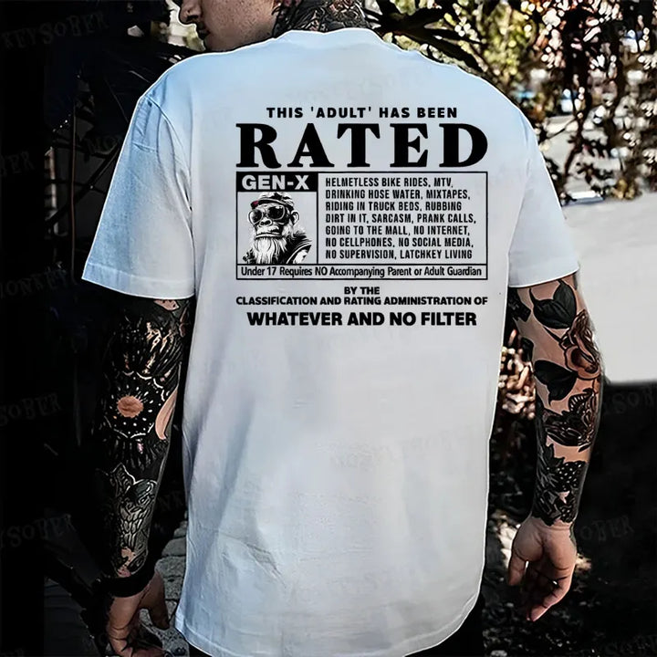 This Adult Has Been Rated Gen-X Monkey T-shirt