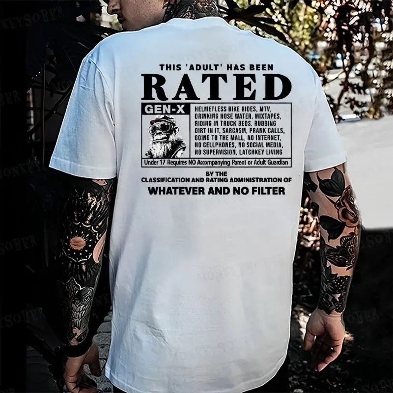 This Adult Has Been Rated Gen-X Monkey T-shirt