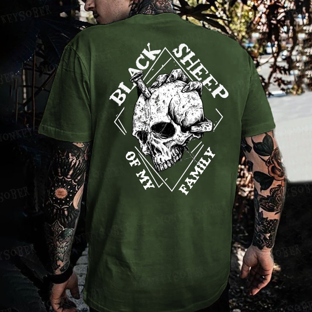Black Sheep Of My Family Skull Print Monkey T-shirt