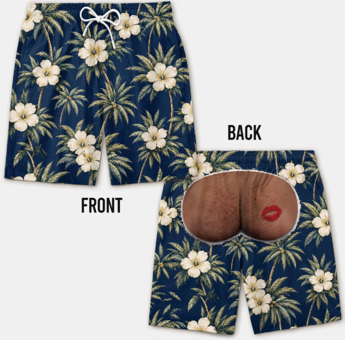 Custom Funny Men Swim Trunks - Personalized Birthday Gifts For Husband, Son, Grandson, Brother, Grandpa, Dad, Yourself - Rear View Approved