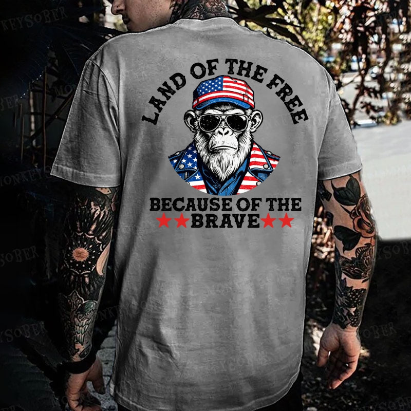 Land Of The Free Because Of The Brave Monkey T-shirt