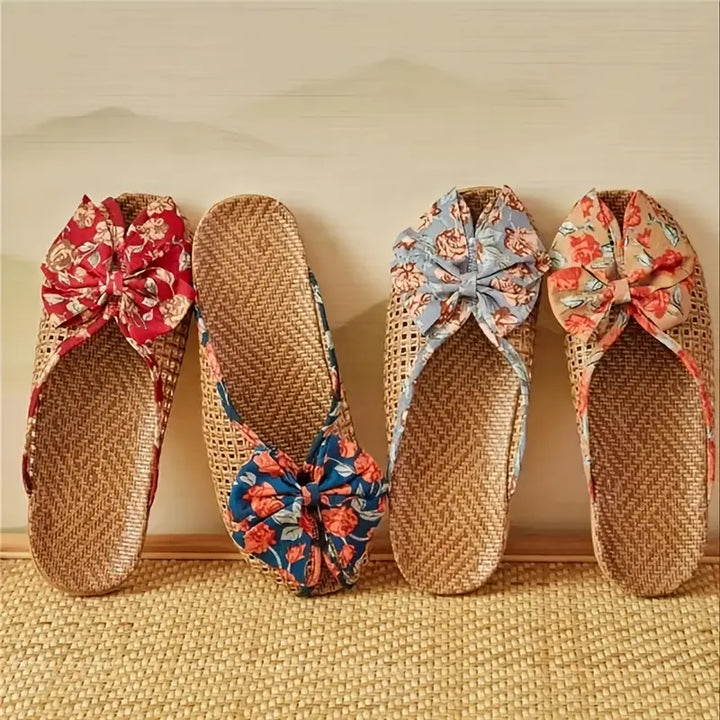 Women's Summer Woven Straw Slide Sandals – Breathable & Lightweight
