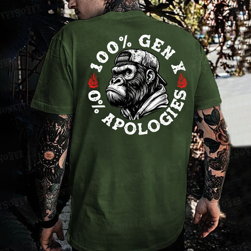 100% Gen X 0% Apologies Monkey T-shirt