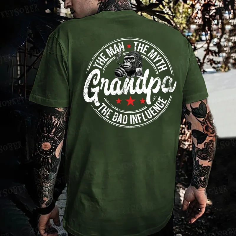Grandpa The Man The Myth  The Bad Influence Monkey T-shirt