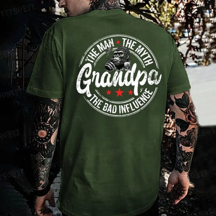Grandpa The Man The Myth  The Bad Influence Monkey T-shirt