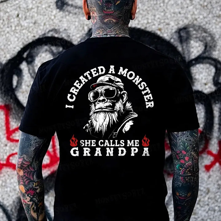 I Created A Monster She Calls Me Grandpa Monkey T-shirt