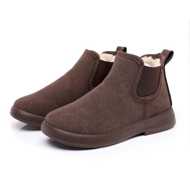 Women's Warm Winter Ankle Boots – Fleece-Lined Flat Boots with Non-Slip Sole