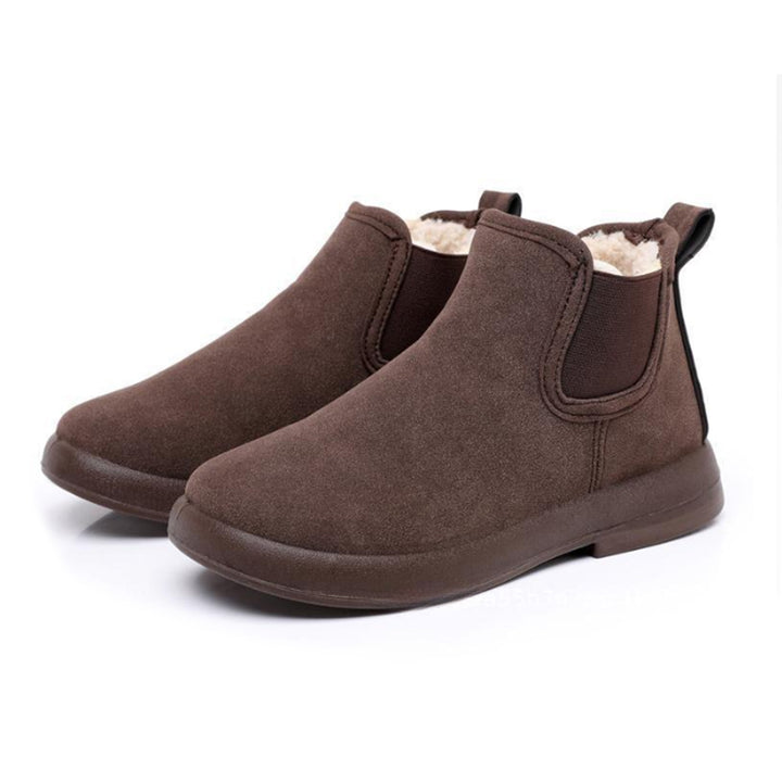 Women's Warm Winter Ankle Boots – Fleece-Lined Flat Boots with Non-Slip Sole