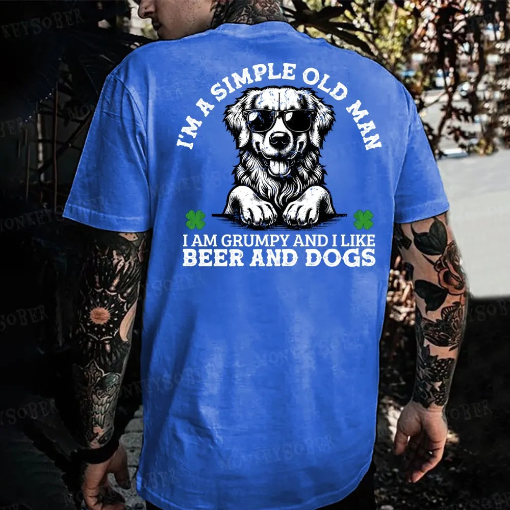I'm A Simple Old Man I Am Grumpy And I Like Beer And Dogs Monkey T-shirt