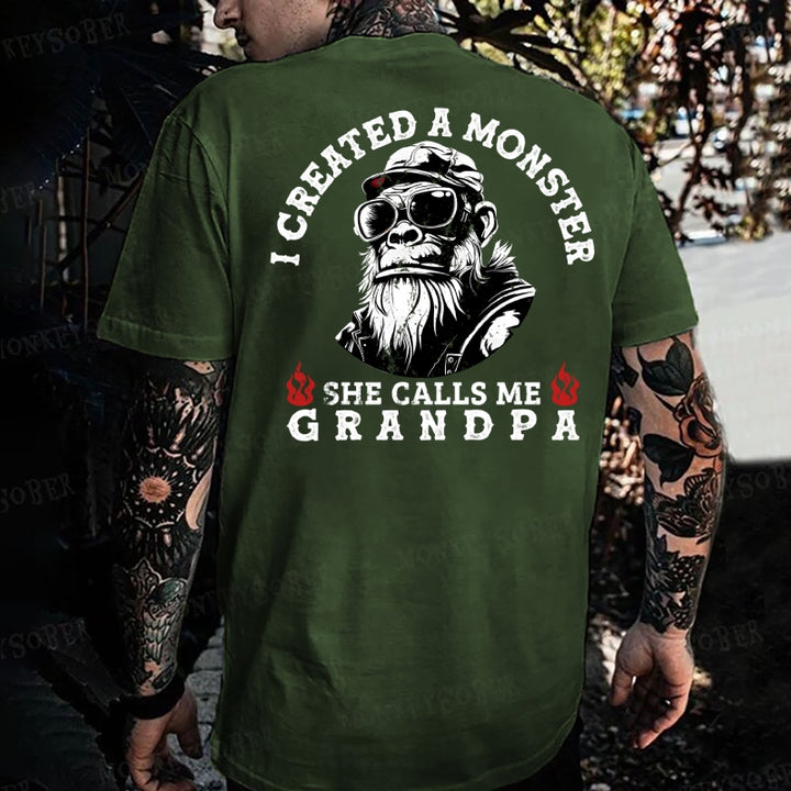 I Created A Monster She Calls Me Grandpa Monkey T-shirt