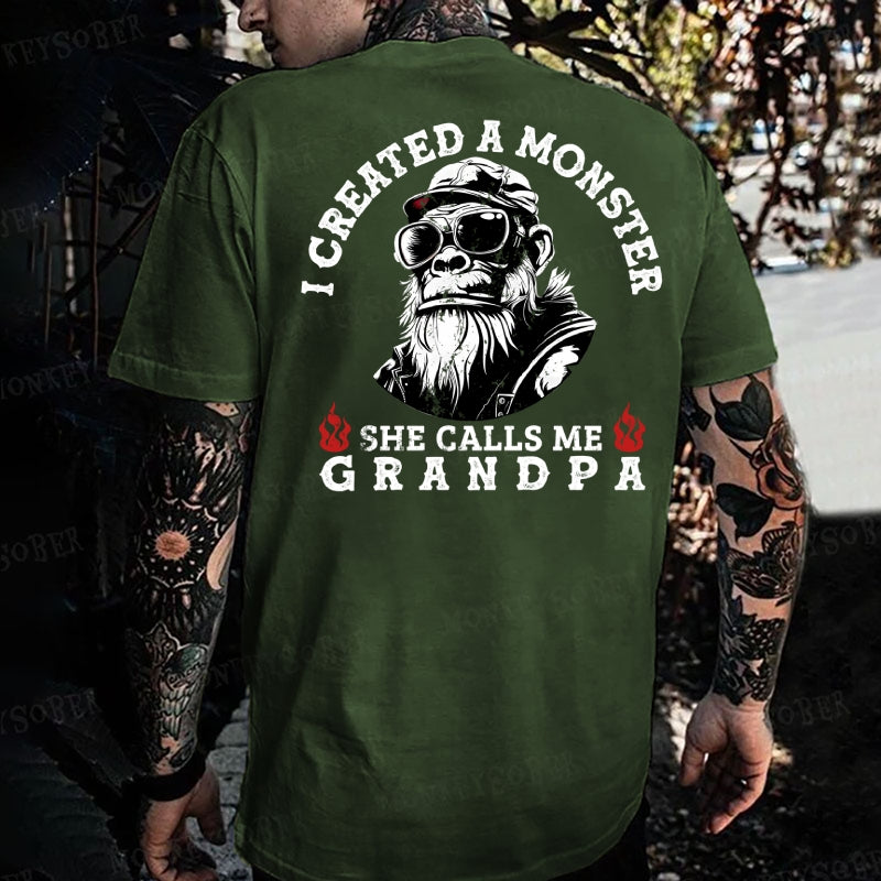 I Created A Monster She Calls Me Grandpa Monkey T-shirt