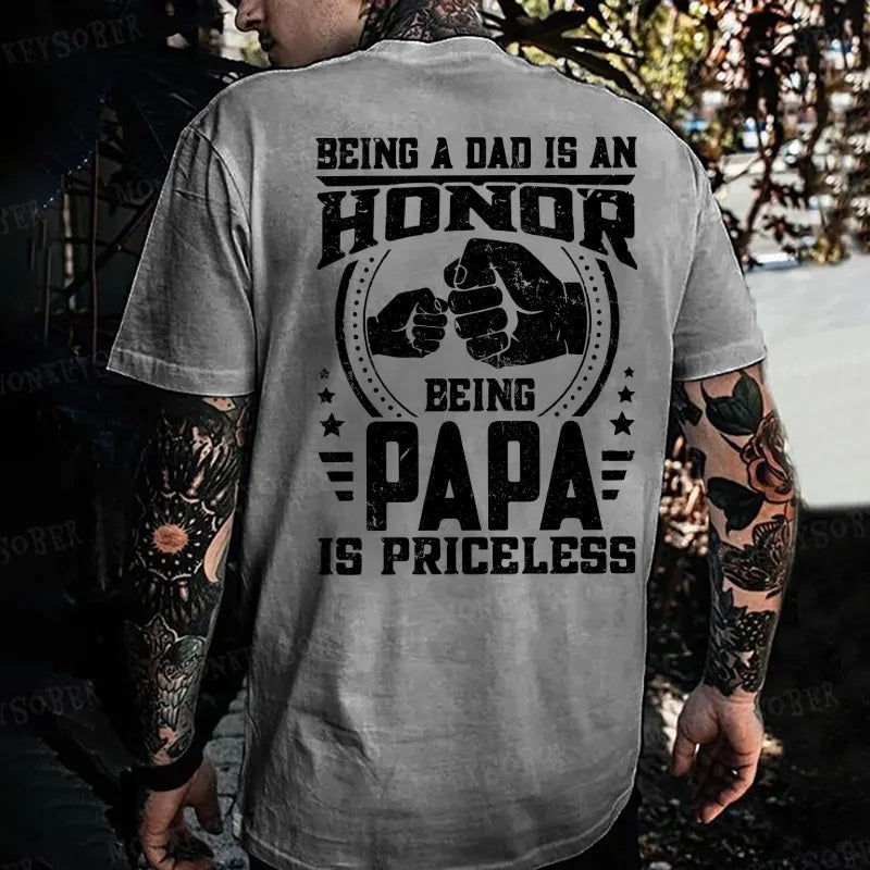 Being A Dad Is An Honor Being A Papa Is Priceless Monkey T-shirt